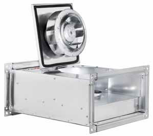 Прямоугольный канальный вентилятор с назад загнутыми лопатками BDKF 80-50