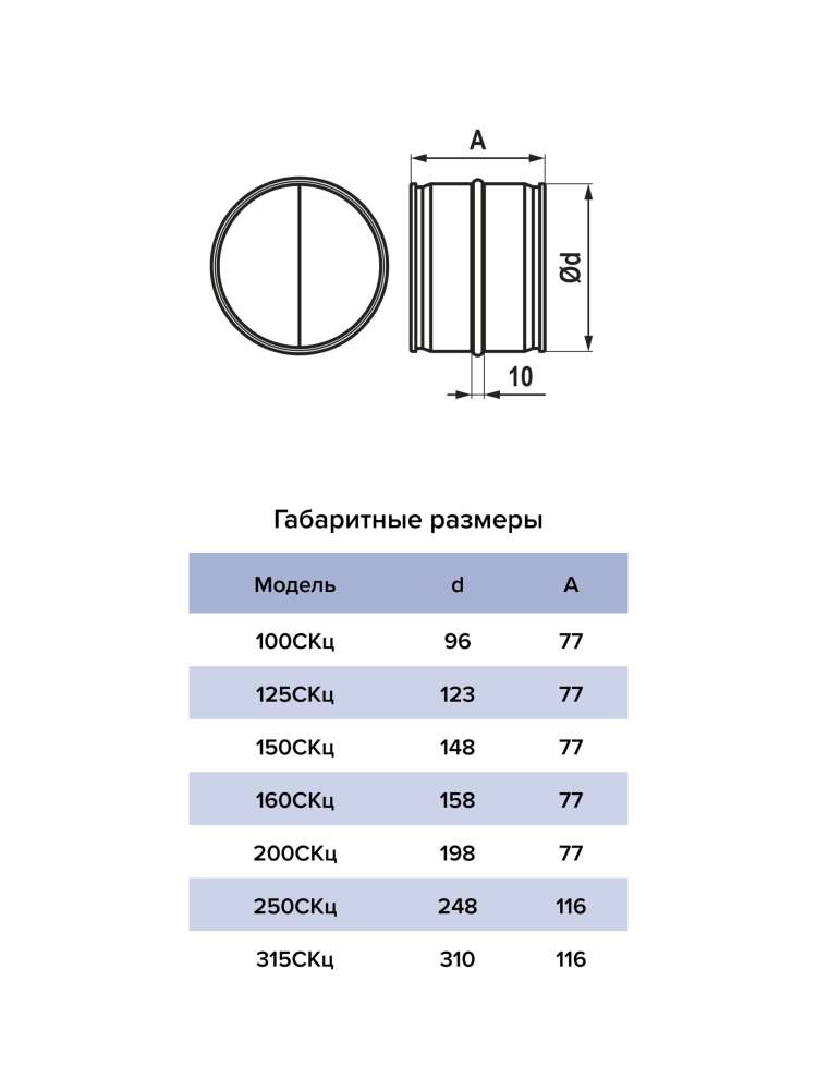 Соединитель СКц D150 оцинкованная сталь ERA PRO