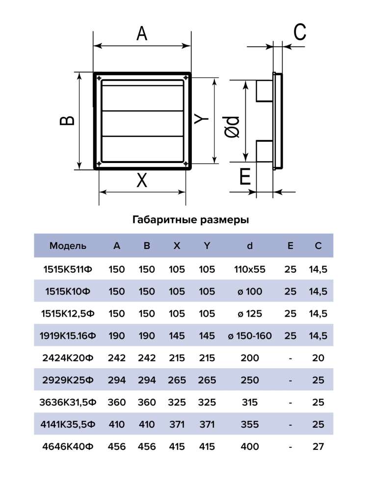 Выход стенной КФ фланец D100 жалюзи 150x150 ASA Gray ERA STREETLINE