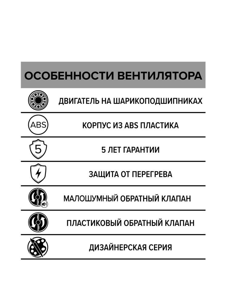 Вентилятор накладной RIO D125 обратный клапан Matt black DICITI