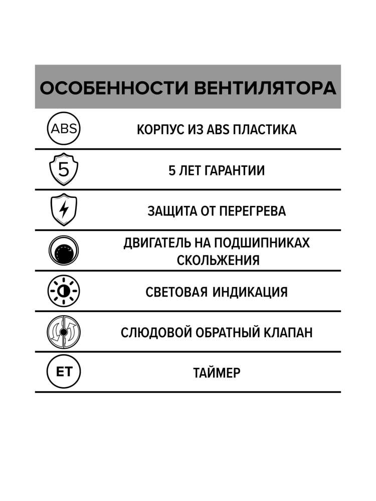 Вентилятор накладной STANDARD D100 обратный клапан ET ERA