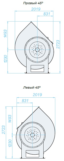 Аэродинамические характеристики, габаритно-присоединительные размеры — Вентилятор радиальный SVR 12,5 DU